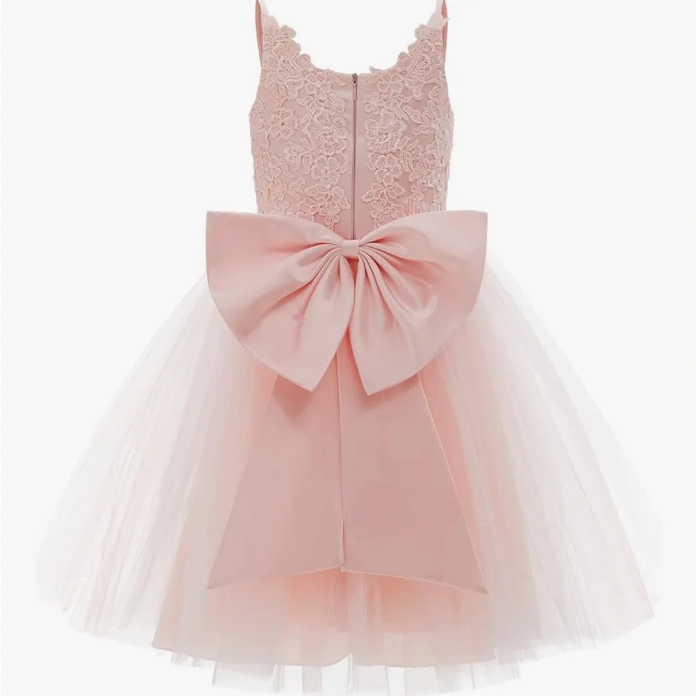 Pink Lace Tulle Flower Girl Dress Size 12 Ball Gown Wedding Party